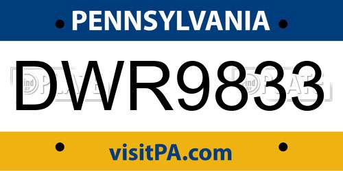 DWR9833 Pennsylvania License Plate
