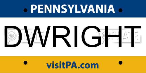 DWRIGHT Pennsylvania License Plate