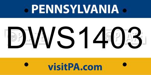 DWS1403 Pennsylvania License Plate