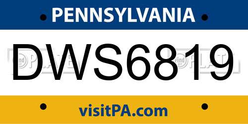 DWS6819 Pennsylvania License Plate