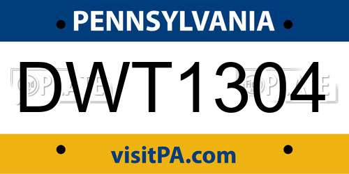 DWT1304 Pennsylvania License Plate