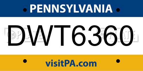 DWT6360 Pennsylvania License Plate