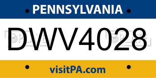 DWV4028 Pennsylvania License Plate