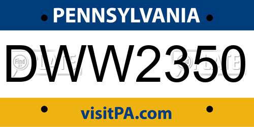 DWW2350 Pennsylvania License Plate