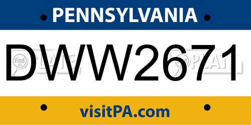 DWW2671 Pennsylvania License Plate