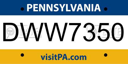 DWW7350 Pennsylvania License Plate