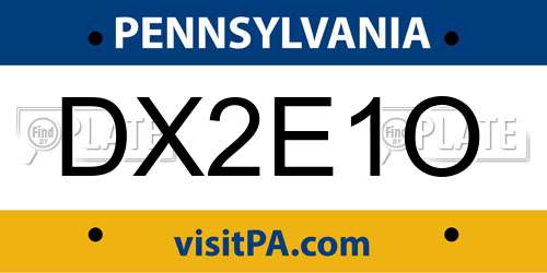 DX2E1O Pennsylvania License Plate
