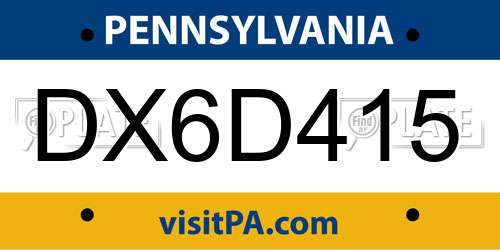 DX6D415 Pennsylvania License Plate