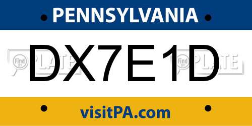 DX7E1D Pennsylvania License Plate