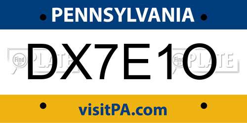 DX7E1O Pennsylvania License Plate
