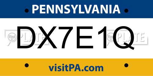DX7E1Q Pennsylvania License Plate