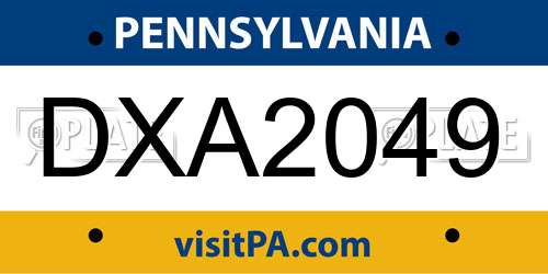DXA2049 Pennsylvania License Plate