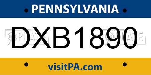 DXB1890 Pennsylvania License Plate