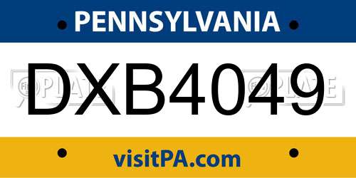 DXB4049 Pennsylvania License Plate