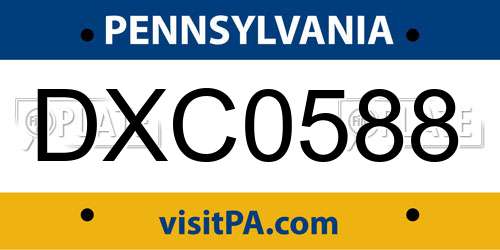 DXC0588 Pennsylvania License Plate