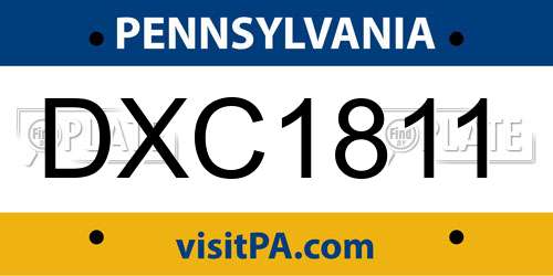 DXC1811 Pennsylvania License Plate