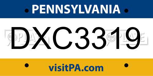 DXC3319 Pennsylvania License Plate