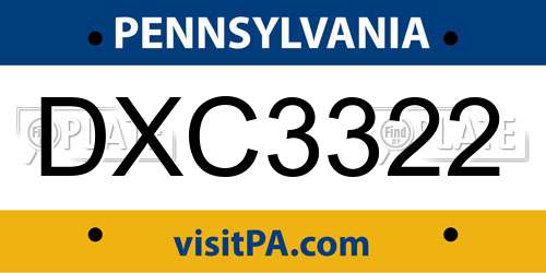 DXC3322 Pennsylvania License Plate
