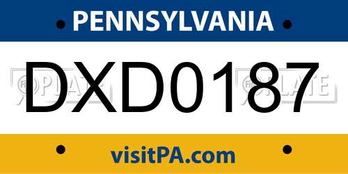 DXD0187 Pennsylvania License Plate