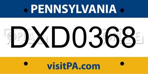 DXD0368 Pennsylvania License Plate