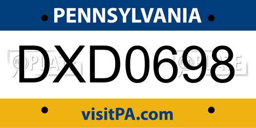 DXD0698 Pennsylvania License Plate
