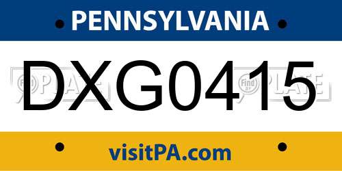 DXG0415 Pennsylvania License Plate