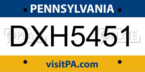 DXH5451 Pennsylvania License Plate