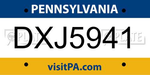DXJ5941 Pennsylvania License Plate