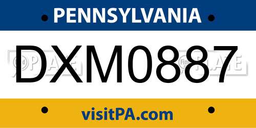 DXM0887 Pennsylvania License Plate