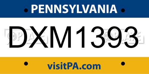 DXM1393 Pennsylvania License Plate