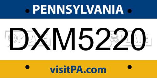DXM5220 Pennsylvania License Plate