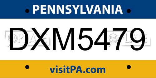 DXM5479 Pennsylvania License Plate