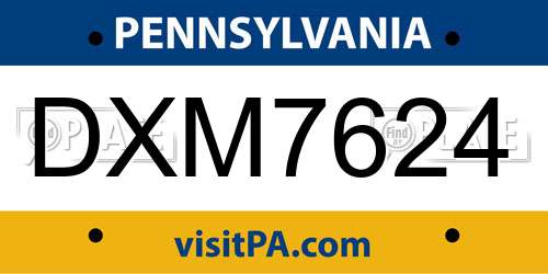 DXM7624 Pennsylvania License Plate