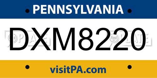 DXM8220 Pennsylvania License Plate