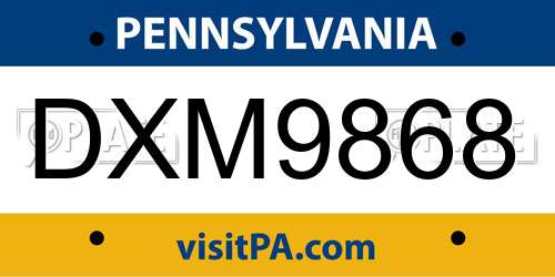 DXM9868 Pennsylvania License Plate