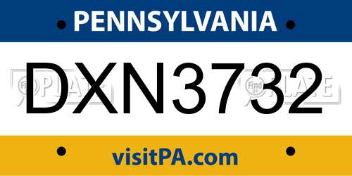 DXN3732 Pennsylvania License Plate