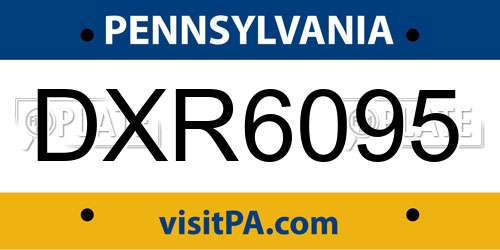 DXR6095 Pennsylvania License Plate