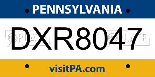 DXR8047 Pennsylvania License Plate
