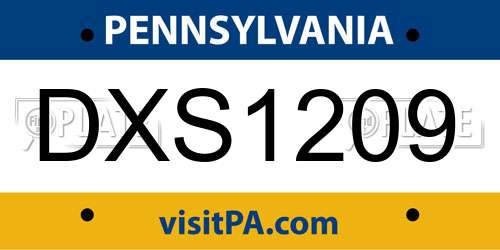 DXS1209 Pennsylvania License Plate