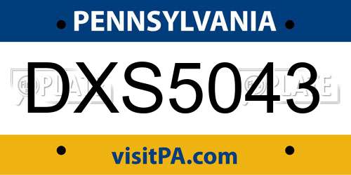 DXS5043 Pennsylvania License Plate
