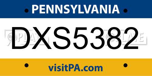 DXS5382 Pennsylvania License Plate