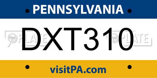 DXT310 Pennsylvania License Plate