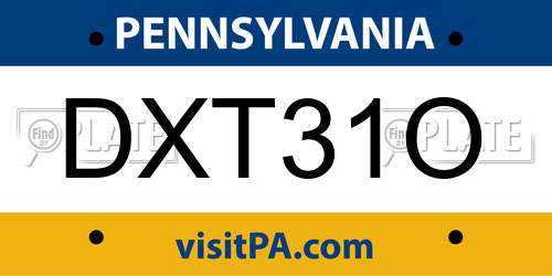 DXT31O Pennsylvania License Plate