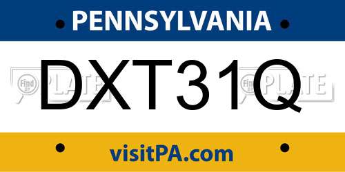 DXT31Q Pennsylvania License Plate
