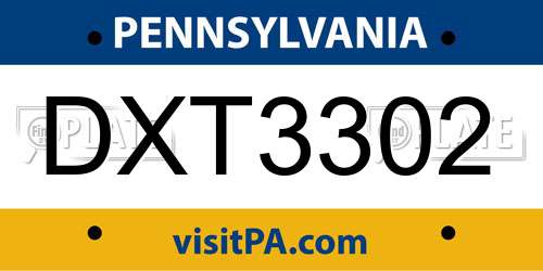 DXT3302 Pennsylvania License Plate