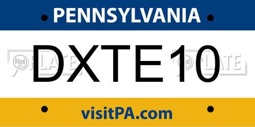 DXTE10 Pennsylvania License Plate