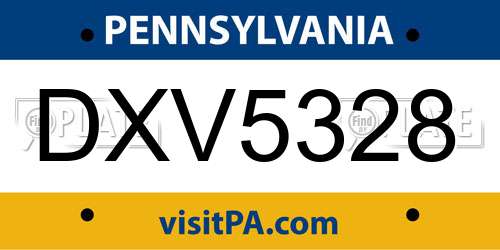 DXV5328 Pennsylvania License Plate