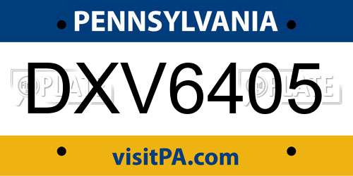 DXV6405 Pennsylvania License Plate