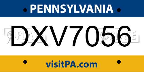 DXV7056 Pennsylvania License Plate