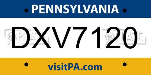 DXV7120 Pennsylvania License Plate